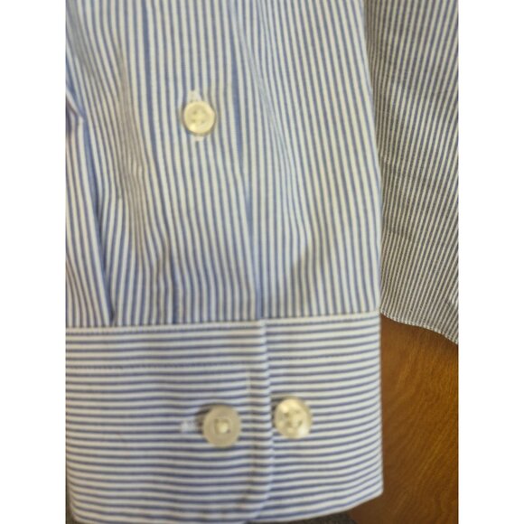 Goodfellow‎ & Co Long Sleeve Blue & White Striped Standard Fit Dress Shirt S - Picture 7 of 9